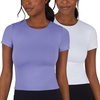image:image90 Degree By Reflex 2 Pack Contour Short Sleeve Shirt Crew Neck TeePersian JewelWhite Cropped