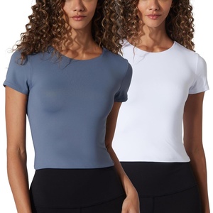 image:image90 Degree By Reflex 2 Pack Contour Short Sleeve Shirt Crew Neck TeeGrisailleWhite Cropped