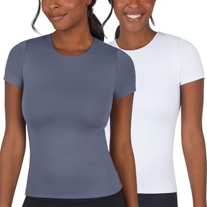 image:image90 Degree By Reflex 2 Pack Contour Short Sleeve Shirt Crew Neck TeeGrisailleWhite Full Length