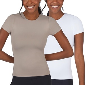 image:image90 Degree By Reflex 2 Pack Contour Short Sleeve Shirt Crew Neck TeeSatelliteWhite Full Length