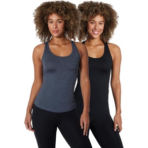 image:image90 Degree By Reflex Athletic Fit Performance Tops 2 Pack  Moisture Wicking Yoga Top Workout Shirts for WomenCharcoalBlack 2 Pack