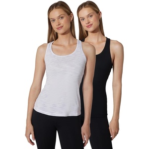 image:image90 Degree By Reflex Athletic Fit Performance Tops 2 Pack  Moisture Wicking Yoga Top Workout Shirts for WomenWhite SurfBlack 2 Pack