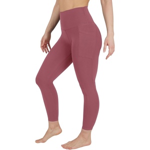image:image90 Degree By Reflex Cotton High Waist Ankle Length Compression Leggings with Elastic Free WaistbandRouge Blush W Pocket