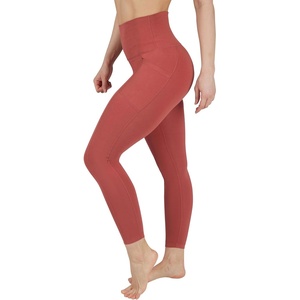 image:image90 Degree By Reflex Cotton High Waist Ankle Length Compression Leggings with Elastic Free WaistbandTerracotta W Pocket