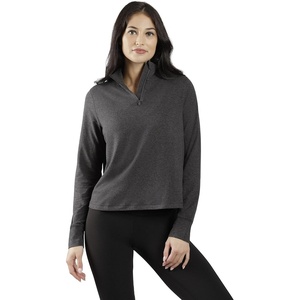 image:image90 Degree By Reflex Cropped Two Tone Heather Long Sleeve Quarter Zip JacketHeather Night