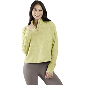 image:image90 Degree By Reflex Cropped Two Tone Heather Long Sleeve Quarter Zip JacketHeather Sunny Lime