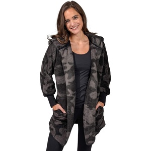 image:image90 Degree By Reflex Ultra Soft Fuzzy Sherpa Hooded Cardigan with Pockets