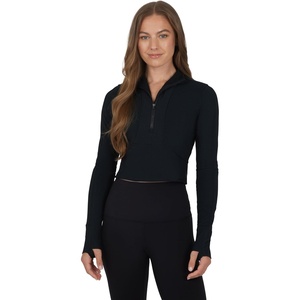 image:image90 Degree By Reflex Womens Half Zip Performance Pullover Long Sleeve Quarter Zip Running Athletic Jacket Top with ThumbholesBlack