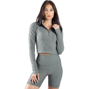image:image90 Degree By Reflex Womens Half Zip Performance Pullover Long Sleeve Quarter Zip Running Athletic Jacket Top with ThumbholesSage
