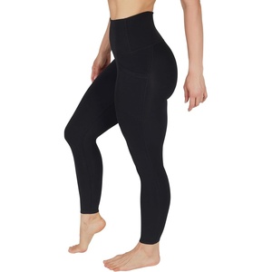 image:image90 Degree By Reflex Cotton High Waist Ankle Length Compression Leggings with Elastic Free WaistbandBlack W Pocket